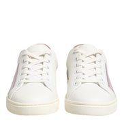Dolce & Gabbana White Pink Leather Low Top Sneakers Shoes