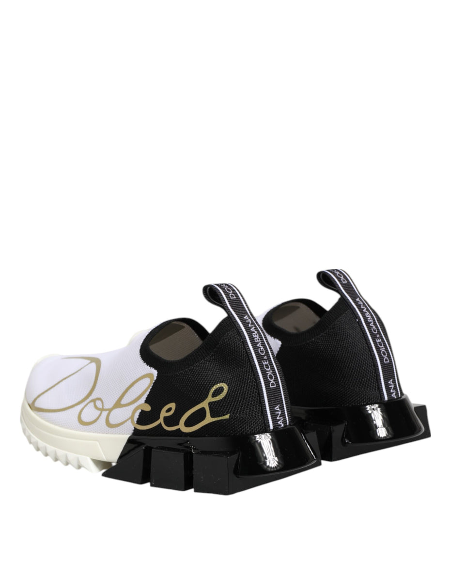 Dolce & Gabbana White Black Low Top Sorrento Sneakers Shoes