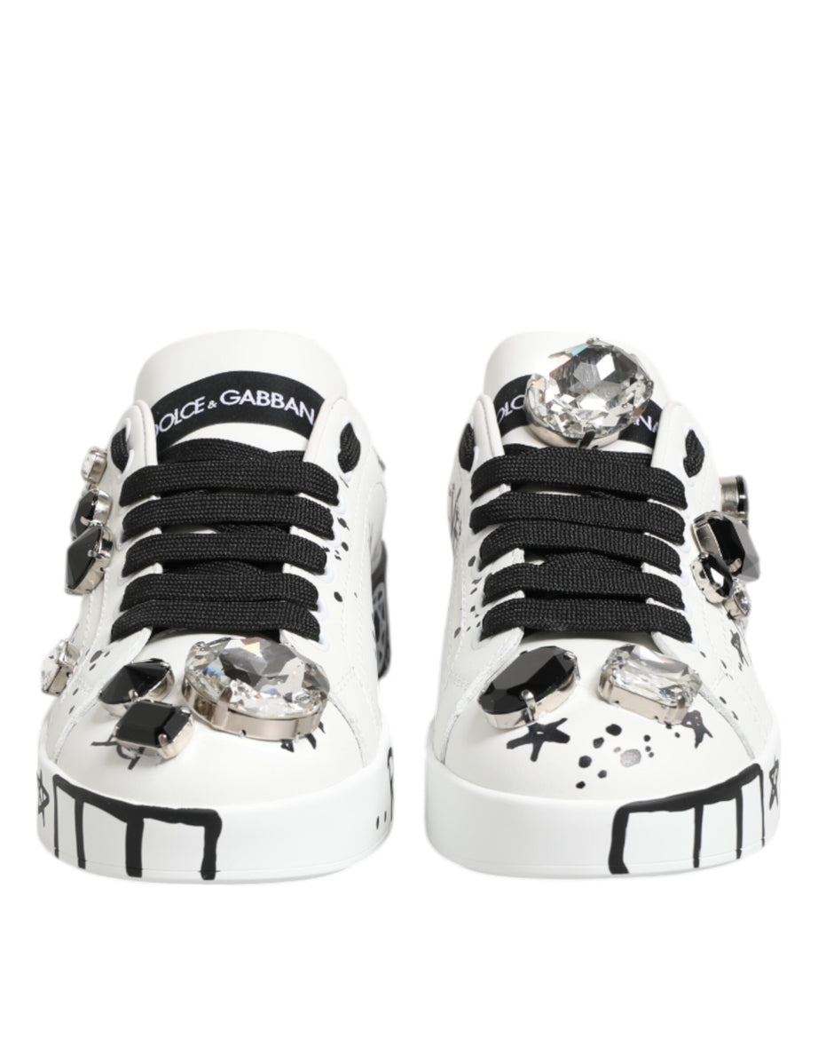 Dolce & Gabbana Λευκά Αθλητικά Παπούτσια Portofino Crystal