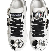 Dolce & Gabbana White Portofino Crystal Sneakers  Shoes