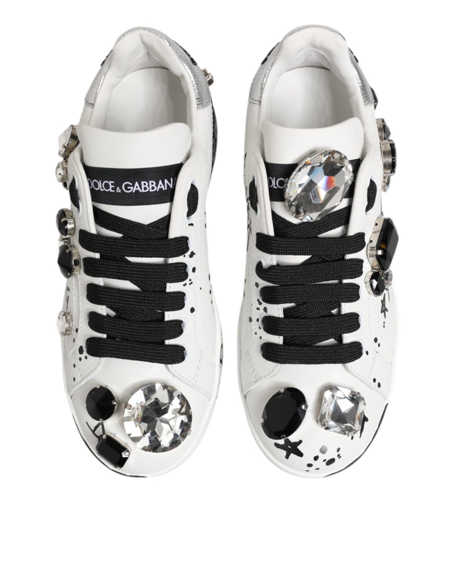 Dolce & Gabbana Λευκά Αθλητικά Παπούτσια Portofino Crystal