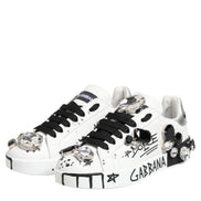 Dolce & Gabbana White Portofino Crystal Sneakers  Shoes