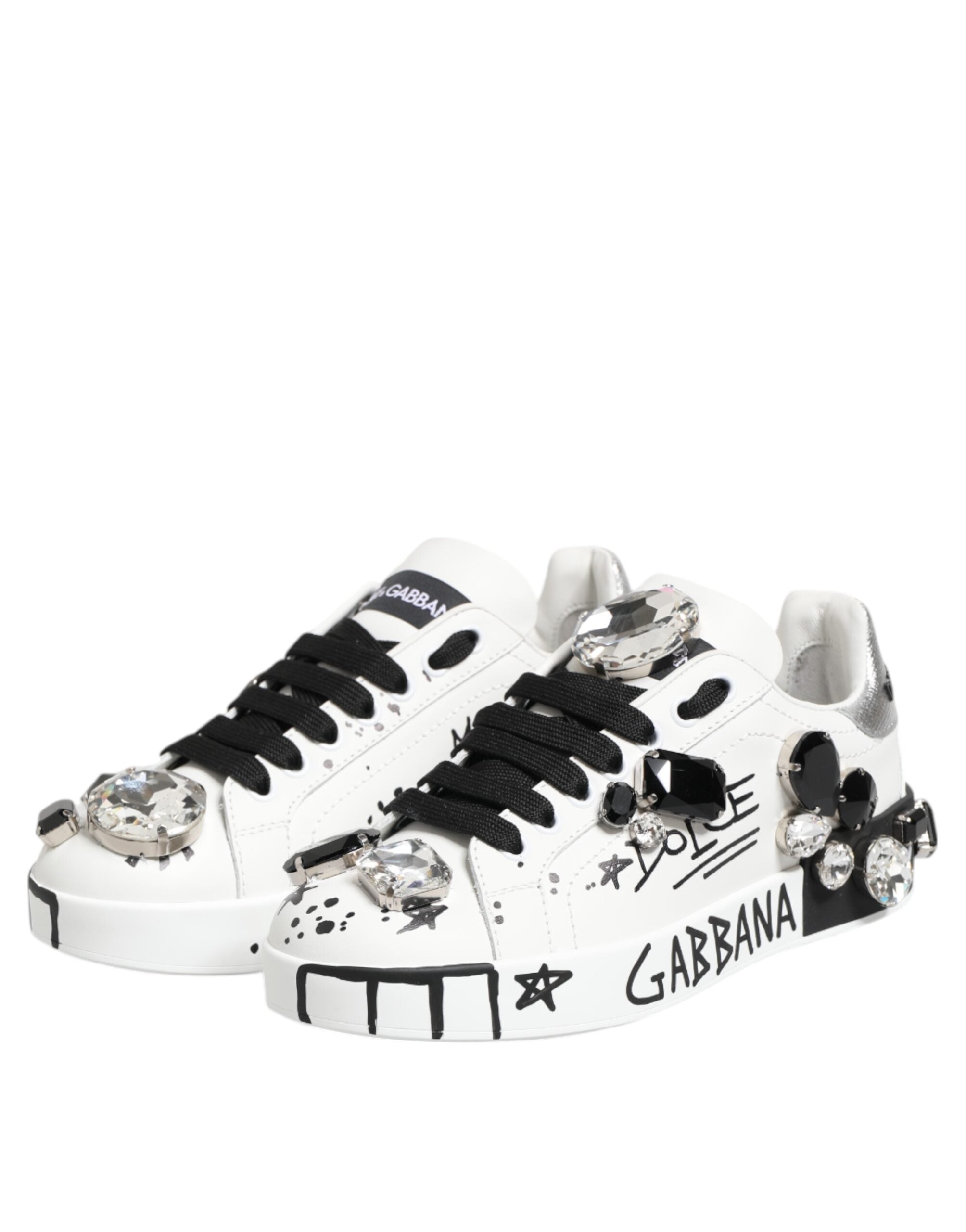 Dolce & Gabbana Λευκά Αθλητικά Παπούτσια Portofino Crystal