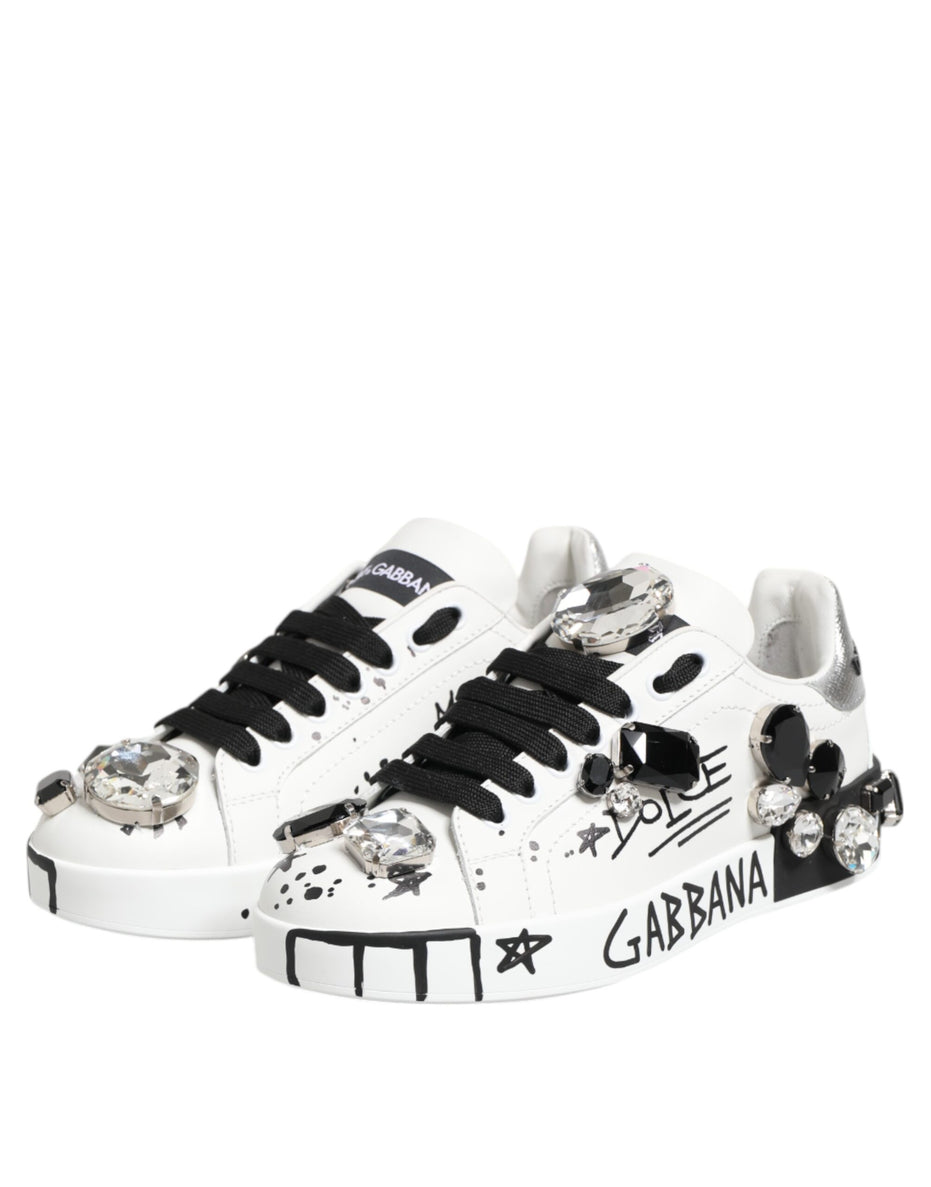 Dolce & Gabbana Λευκά Αθλητικά Παπούτσια Portofino Crystal