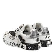 Dolce & Gabbana White Portofino Crystal Sneakers  Shoes