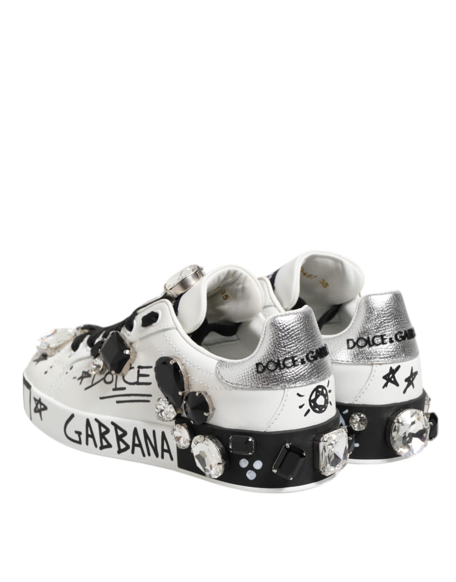 Dolce & Gabbana Λευκά Αθλητικά Παπούτσια Portofino Crystal