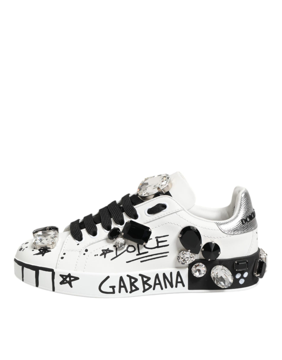 Dolce & Gabbana Λευκά Αθλητικά Παπούτσια Portofino Crystal