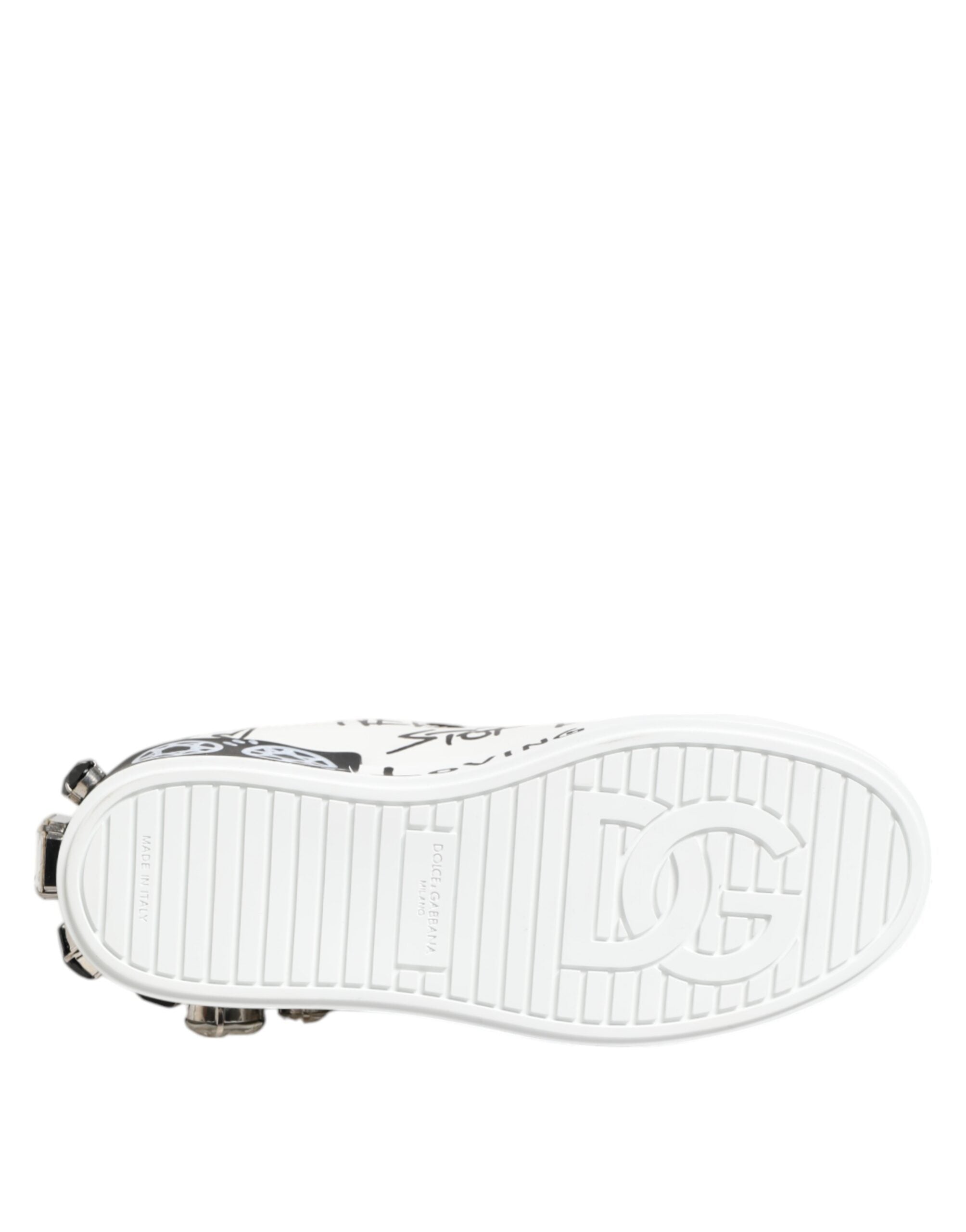 Dolce & Gabbana Λευκά Αθλητικά Παπούτσια Portofino Crystal