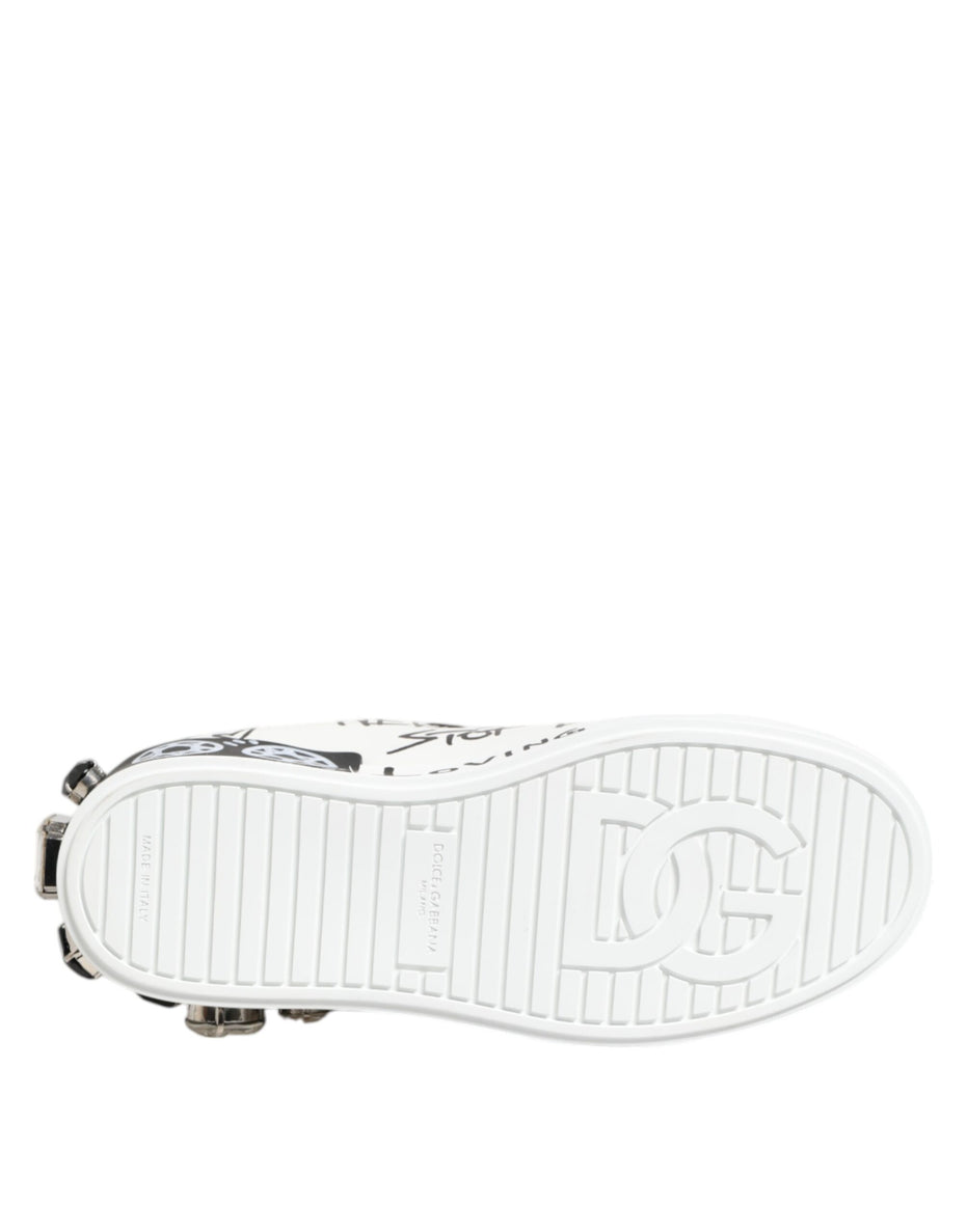 Dolce & Gabbana Λευκά Αθλητικά Παπούτσια Portofino Crystal