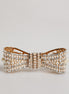 Dolce & Gabbana Gold Tone Brass Bow Crystal Faux Pearl Embellished Brooch