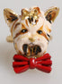 Dolce & Gabbana Gold Brass Resin Beige Dog Pet Accessory Ring