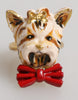 Dolce & Gabbana Gold Brass Resin Beige Dog Pet Accessory Ring