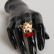 Dolce & Gabbana Gold Brass Resin Beige Dog Pet Accessory Ring