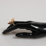 Dolce & Gabbana Gold Brass Resin Beige Dog Pet Accessory Ring