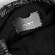 Dolce & Gabbana Black Cashmere Knitted Leather Shoulder Women Borse Bag
