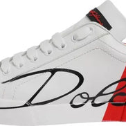 Dolce & Gabbana White Red Logo Portofino Sneakers Shoes