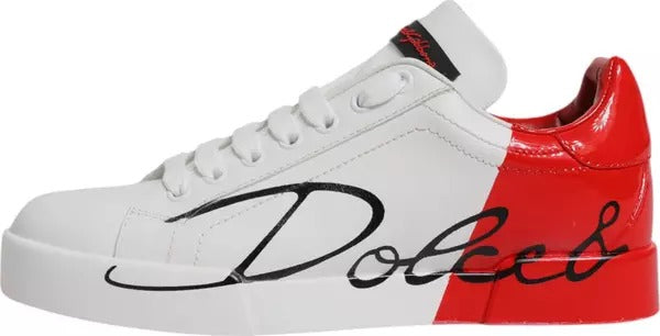 Dolce & Gabbana Λευκά Κόκκινα Αθλητικά Παπούτσια Portofino με Λογότυπο