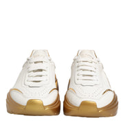 Dolce & Gabbana White Gold DAYMASTER Leather Sneakers Womens Shoes