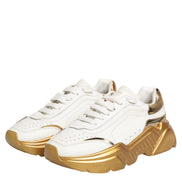 Dolce & Gabbana White Gold DAYMASTER Leather Sneakers Womens Shoes