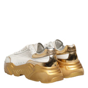 Dolce & Gabbana White Gold DAYMASTER Leather Sneakers Womens Shoes