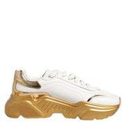 Dolce & Gabbana White Gold DAYMASTER Leather Sneakers Womens Shoes