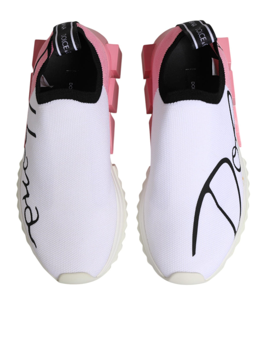 Dolce & Gabbana Λευκά Ροζ Χαμηλά Sneakers Παπούτσια Sorrento