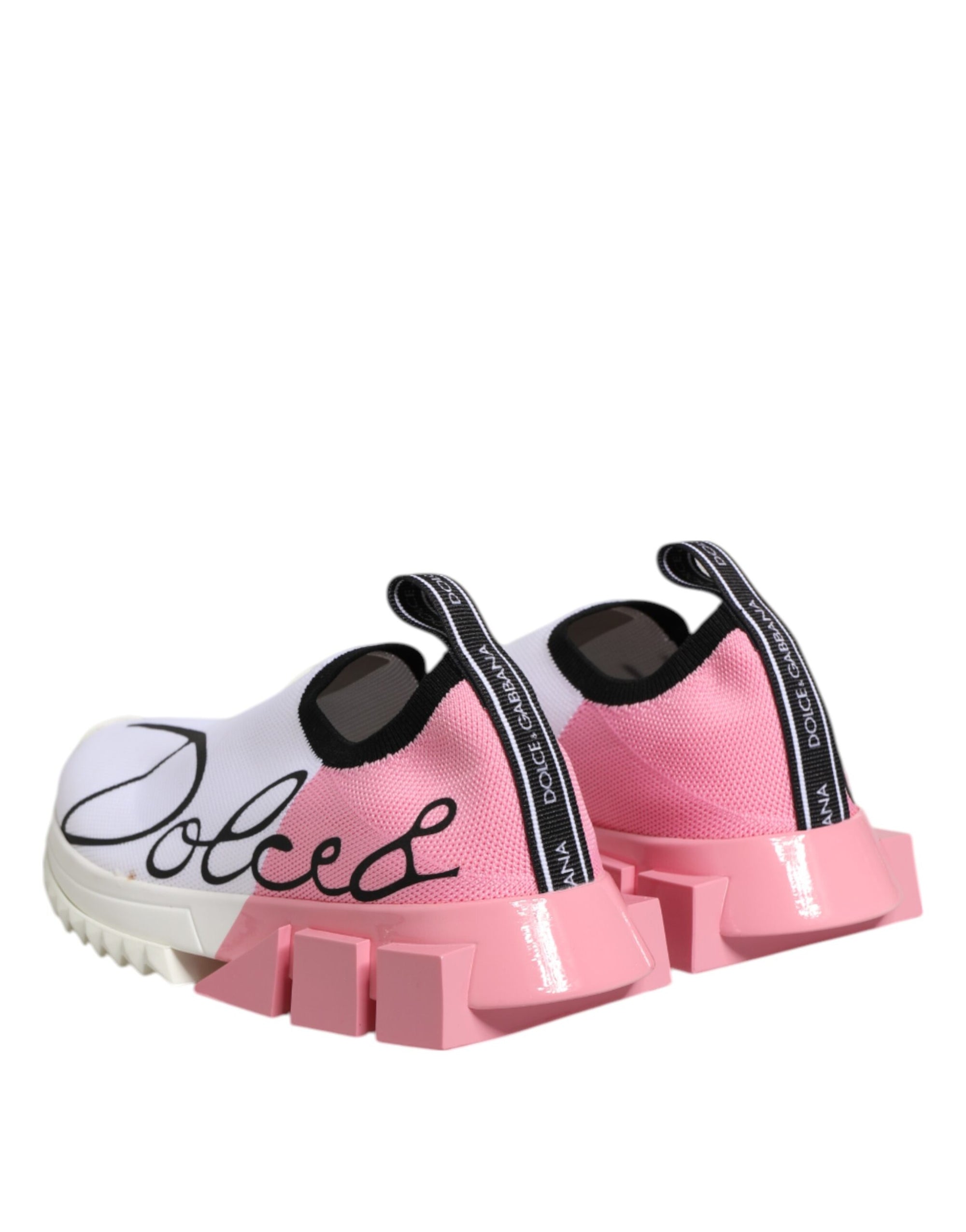Dolce & Gabbana White Pink Low Top Sorrento Sneakers Shoes