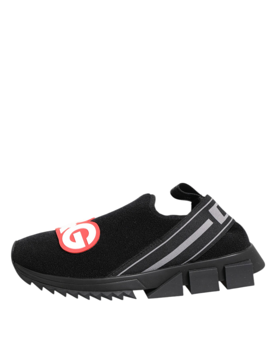 Dolce & Gabbana Black Grey Slip On Sorrento Sneakers Shoes