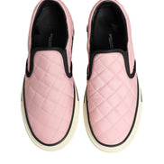 Dolce & Gabbana Pink Quilted Nylon Slip-On Sneaker Shoes