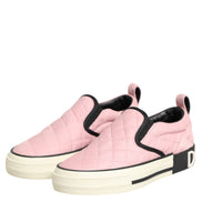 Dolce & Gabbana Pink Quilted Nylon Slip-On Sneaker Shoes
