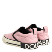 Dolce & Gabbana Pink Quilted Nylon Slip-On Sneaker Shoes