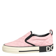 Dolce & Gabbana Pink Quilted Nylon Slip-On Sneaker Shoes