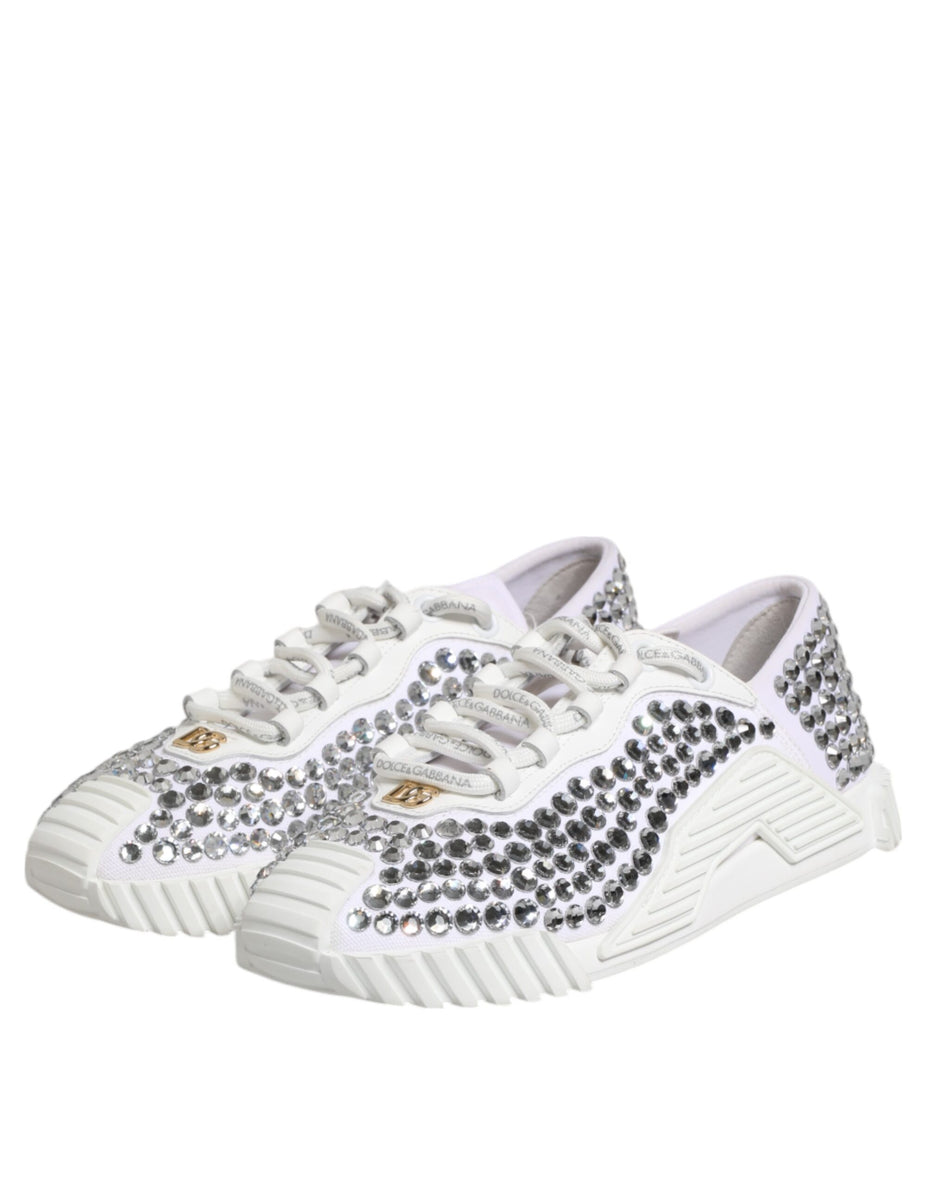 Dolce & Gabbana Λευκά Sneakers NS1 από Καμβά και Δέρμα με Διακοσμητικές Λεπτομέρειες