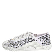 Dolce & Gabbana White NS1 Canvas Leather Embellished Sneakers Shoes