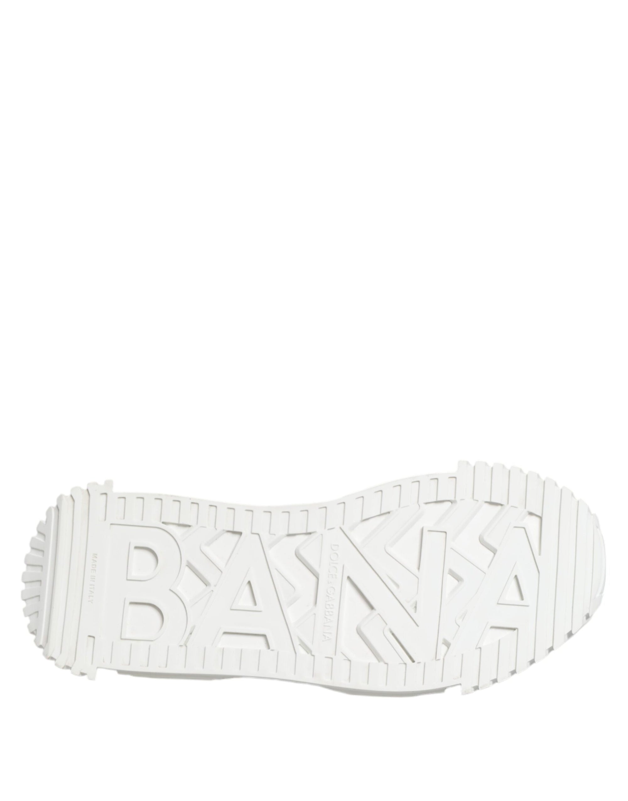 Dolce & Gabbana White NS1 Canvas Leather Embellished Sneakers Shoes