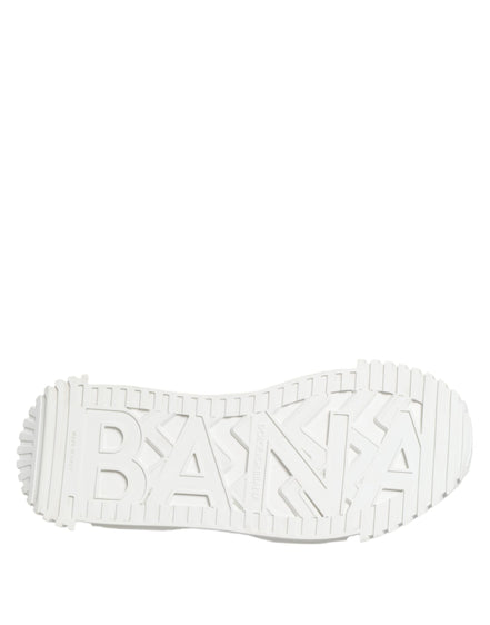Dolce & Gabbana White NS1 Canvas Leather Embellished Sneakers Shoes