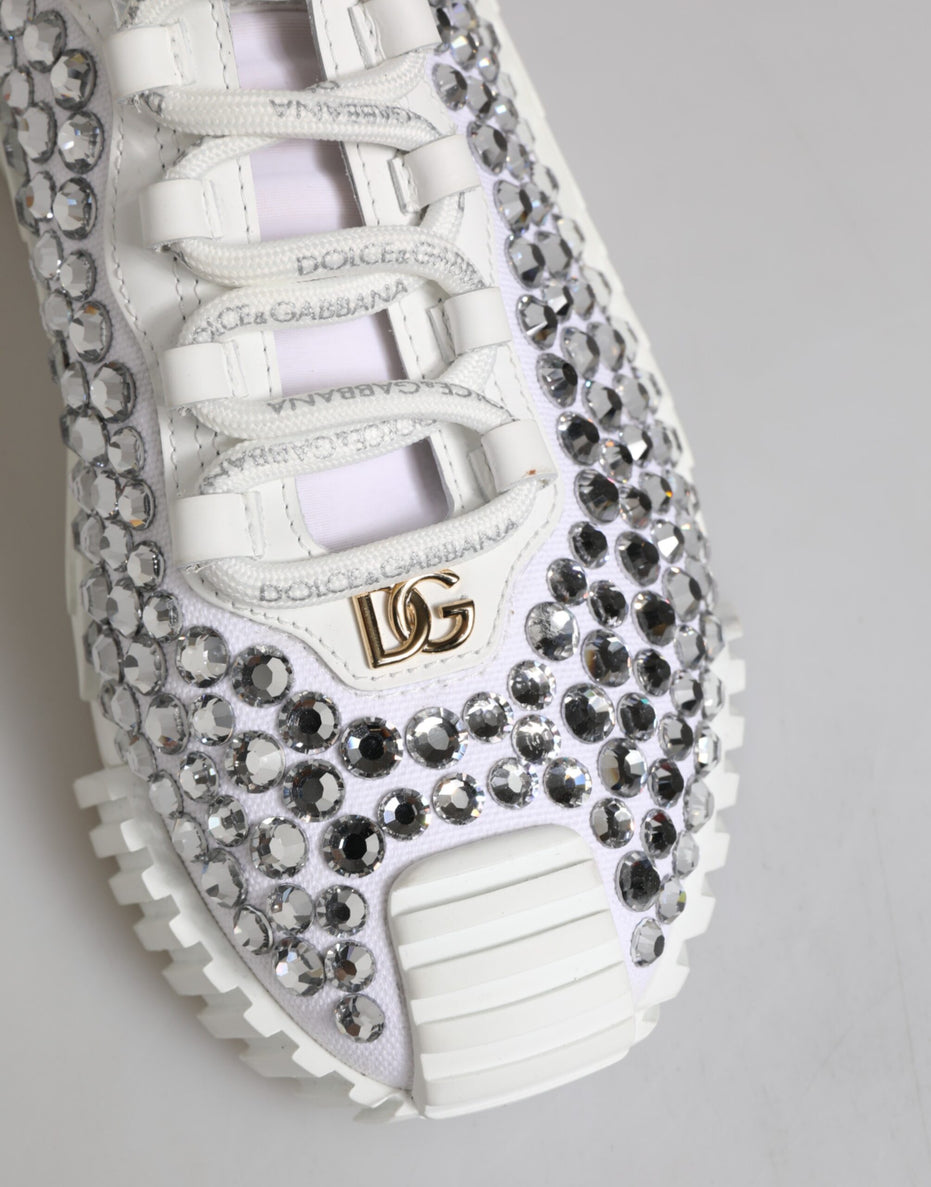 Dolce & Gabbana Λευκά Sneakers NS1 από Καμβά και Δέρμα με Διακοσμητικές Λεπτομέρειες