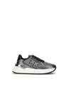 PINKO Gray Calf Leather Bos Taurus Athletic Sneakers
