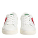 Dolce & Gabbana White Leather Rose Embroidery Low-Top  Shoes