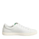Dolce & Gabbana White Leather Rose Embroidery Low-Top  Shoes