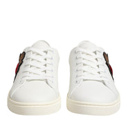 Dolce & Gabbana White Leather Sacred Heart Patch Sneakers Shoes