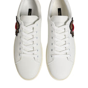 Dolce & Gabbana White Leather Sacred Heart Patch Sneakers Shoes