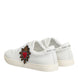 Dolce & Gabbana White Leather Sacred Heart Patch Sneakers Shoes