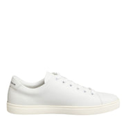 Dolce & Gabbana White Leather Sacred Heart Patch Sneakers Shoes