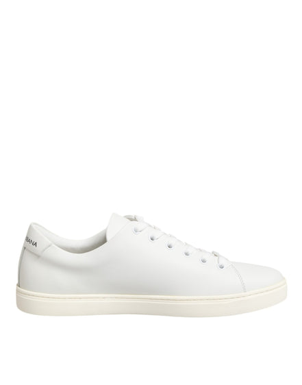 Dolce & Gabbana White Leather Sacred Heart Patch Sneakers Shoes