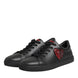 Dolce & Gabbana Μαύρα Δερμάτινα Sneakers Χαμηλού Προφίλ με Καρδιά από Κρύσταλλα