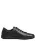 Dolce & Gabbana Μαύρα Δερμάτινα Sneakers Χαμηλού Προφίλ με Καρδιά από Κρύσταλλα