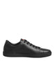 Dolce & Gabbana Μαύρα Δερμάτινα Sneakers Χαμηλού Προφίλ με Καρδιά από Κρύσταλλα