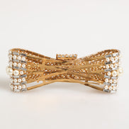 Dolce & Gabbana Gold Brass Glas Crystal Faux Pearl Embellished Brooch