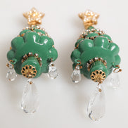 Dolce & Gabbana Gold Brass Multicolour Christmas Tree Earrings